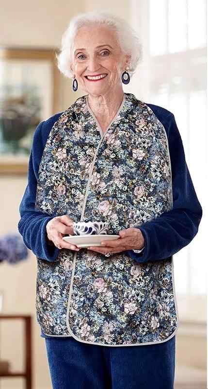 介護用エプロン 食事 大人 高齢者 シニア 男女兼用 通気性 綿 防水 耐油 施設 老人ホーム 入院 柔らかい 快適 吸水性 おしゃれ 洗濯可能 花柄