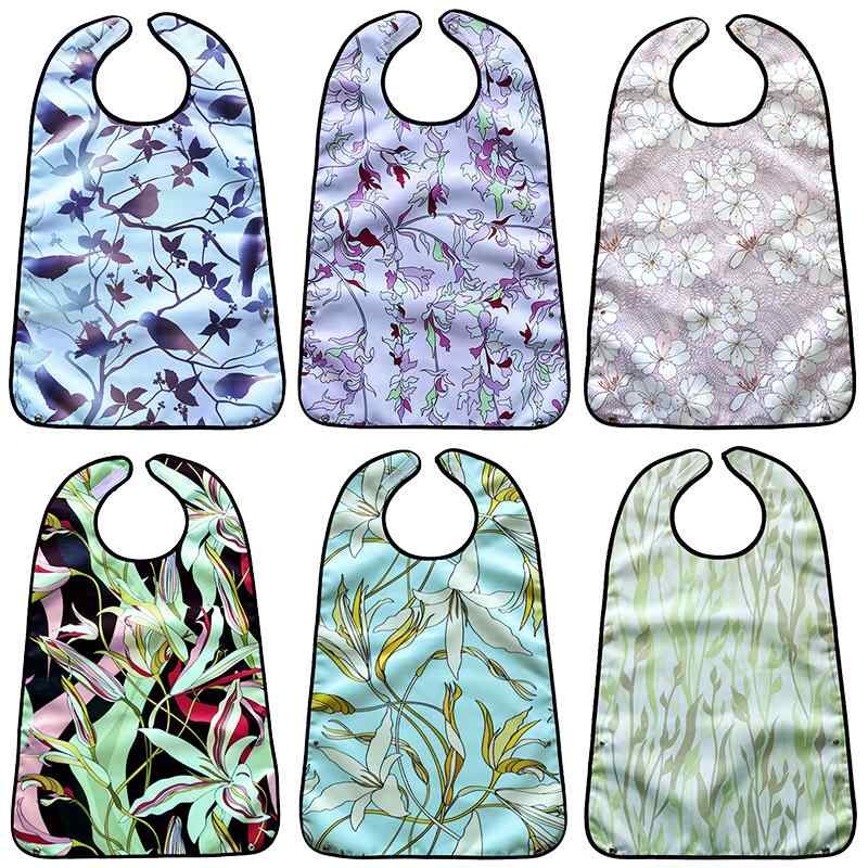 介護用エプロン 食事 大人 高齢者 シニア 男女兼用 防水 防油 施設 老人ホーム 入院 食べこぼし キャッチ 通気性 おしゃれ 花柄