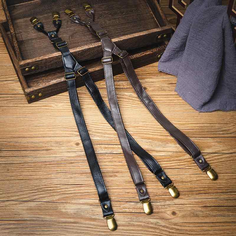 サスペンダー レトロ ノスタルジック レザー 子供用 滑り止め PU 韓国 英国 パンツ ズボン ベルト ショルダーストラップ キッズ ユニセックス 幅2cm