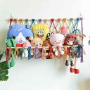 ウォールシェルフ かわいい ぬいぐるみ 収納 壁かけ カラフル タペストリー ポケット ネット ラック 子供 部屋 寝室 装飾 白 グレー