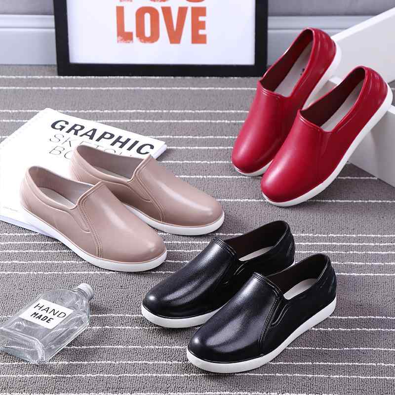 レインシューズ レディース 通勤 靴 おしゃれ 女性 大人 浅口 防水 厚底 滑り止め 作業用 ゴム フラッ..