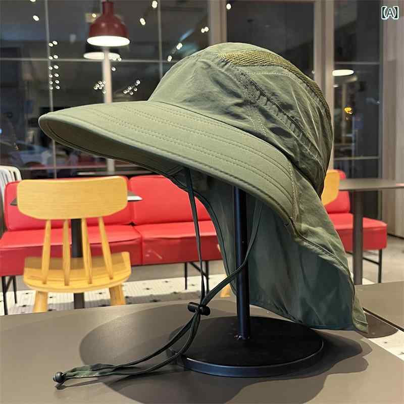 つば広 首保護 サンシェード 夏 メンズ レディース 屋外 釣り 通気性 抗UV 登山 帽子 防風 フィッシャーマン ハット