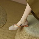 パンプス ローヒール 春秋 革 ストラップ レトロ つや消し スクエアトゥ 浅口 レディース 太ヒール 歩きやすい 滑りにくい 黒 ベージュ 普段使い 旅行