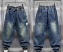 ハーレムパンツ メンズ デニム ジョガー ジーンズ 春秋 ロング ウエストゴム ドローコード 裾絞り ポケット 耐摩耗性 ダンス アウトドア カジュアル 大きいサイズ