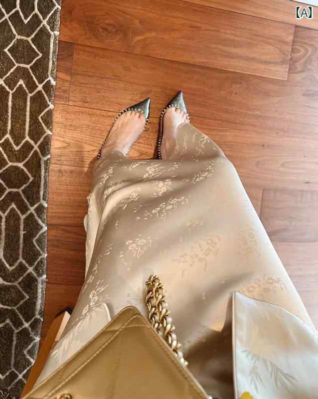 スカート レディース 暖かい 女性 春秋 チャイナ風 ジャカード アセテート ハイウエスト サテン ロング丈 韓国 通勤 普段使い パーティー 花柄 光沢 おし...