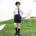 制服風 衣装 キッズ 半袖 春夏 男の子 女の子 上下セット シャツ 前開き ショートパンツ ミニスカート プリーツ ネクタイ リボン おしゃれ 発表会 合唱団...