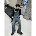オーバーオール メンズ デニム ゆったり レトロ ワイド 春夏 パンツ 秋冬 ロング ストレート ルーズ サロペット カジュアル おしゃれ 青