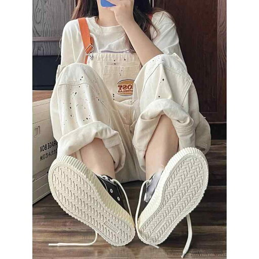 サロペット パンツデニム レディース 春夏 ハイウエスト ボタン レトロ 刺繍 スプラッシュインク オーバーオール ワイドレッグ ロング つなぎ 白 サロペット パンツデニム レディース 春夏 ハイウエスト ボタン レトロ 刺繍 スプラッシュインク オーバーオール ワイドレッグ ロング つなぎ 白