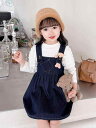 ジャンパースカート 子ども ベビー 女の子 春秋 ボトムス サロペット オーバーオール デニム トップス 長袖 柔らかい 肌に優しい 吸湿性 通気性 セットアッ...
