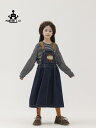 ジャンパースカート 子ども 女の子 春夏 秋 ボトムス サロペット オーバーオール 刺繍 伸縮性 ポケット ミモレ丈 デニム かわいい カジュアル 大きいサイズ モンスター 紺