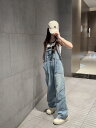 子供 サロペット オーバーオール キッズ 女の子 春秋 デニム 長ズボン ストレート パンツ ゆったり バイカラー シンプル カジュアル スタイリッシュ 無地 ...
