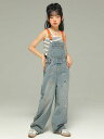 子供 サロペット オーバーオール キッズ 女の子 春秋 デニム 長ズボン ゆったり レトロ アメリカン ストレート ワイド パンツ バイカラー シンプル カジュ...