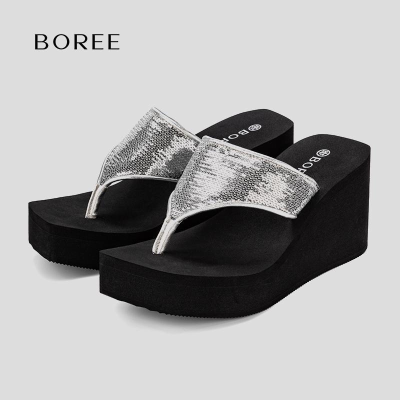 サンダル 8cm 厚底 女性 夏 アウトドア 滑り止め おしゃれ ウェッジ ヒール 定番 カジュアル 耐久性 スパンコール