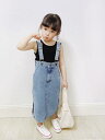 オーバーオール キッズ サロペット 子供 デニム 春夏 スカート ロング丈 サイド スリット 韓国 ゆったり ポケット 親子コーデ カジュアル