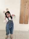 オーバーオール キッズ サロペット 子供 デニム 春夏 秋 女の子 羽 ポケット ボタン 柔らかい 通気性 長ズボン カジュアル かわいい 青