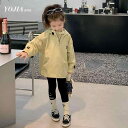 ウインドブレーカー キッズ 女の子 ベビー トップス プルオーバー 春秋 ハーフジップ フード ポケット 袖口ゴム 防寒 シンプル カジュアル 黄色 通園 通学 お出かけ