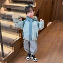ウインドブレーカー キッズ 女の子 春秋 おしゃれ 韓国 カラーブロック フード ジップアップ ポケット ストリート 袖絞り 軽量 耐久性 柔らかい 裾紐 赤 緑
