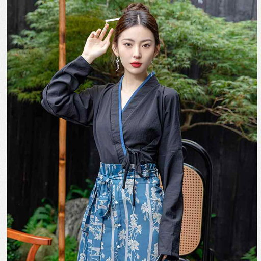 チャイニーズ スタイル レディース スカート マッチング トップス レトロ 漢服 Vネック シャツ ファッション 春秋 チャイナ風 クロスカラー 黒 ブラウス 中国 シンプル チャイニーズ スタイル レディース スカート マッチング トップス レトロ 漢服 Vネック シャツ ファッション 春秋 チャイナ風 クロスカラー 黒 ブラウス 中国 シンプル