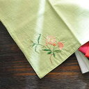 ハンカチ プレゼント 女性 母の日 綿 花柄 刺繍 レトロ 中国風 吸汗性 小さめ 正方形 携帯用 手ぬぐい シンプル 上品 退職 送別会 青 緑 黒