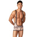 ヒョウ柄 メンズ 下着 シングレット セクシー パンツ ショーツ ジャンプスーツ ベスト サイクリング スーツ タイガー プリント フィットネス レスリング ポ...
