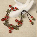 アンクレット エスニック ブレスレット レディース かわいい レトロ ボヘミアン 編み込み ペンダント タッセル 赤 緑 蝶 花 母の日 ギフト