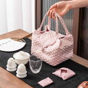 茶道具 仕覆 御物袋 旅行 ティーセット 収納 バッグ ポータブル 布 ブロケード 綿 麻 持ち手 ボタン 仕切り 厚手 ポット カップ 大容量 中国茶 おしゃ...