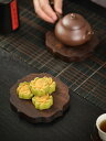 急須 置き 台 敷き 木製 レトロ おしゃれ 茶托 茶道 お茶 茶菓子 黒檀 蓮の花 無垢材 ティーポット断熱 単品 セット シンプル 上品