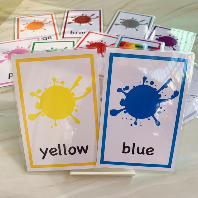 知育玩具 フラッシュ カード 英語 学習 教材 勉強 幼児教育 子供 単語 認知 言葉 トレーニング 色 カラー 防水 耐久性 ラミネート加工 破れにくい
