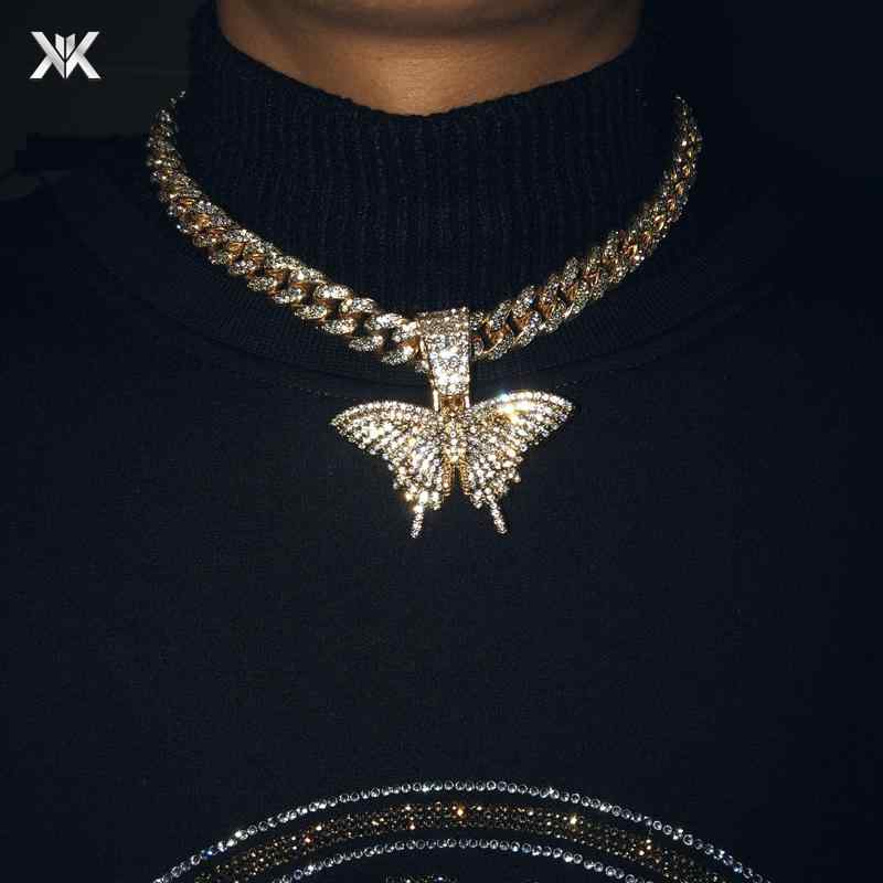 ネックレス メンズ アクセサリー レディース 極太 ヒップホップ 大きな バックル ヘッド バタフライ キューバ チェーン クール シルバー ゴールド 合金