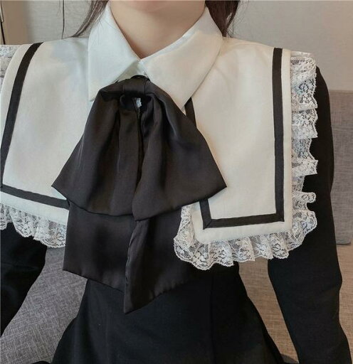 付け襟 レース レディース 韓国 大きめ リボン フェイクカラー レイヤード 重ね着風 小物 アクセサリー 装飾 エレガント ガーリー おしゃれ 白 付け襟 レース レディース 韓国 大きめ リボン フェイクカラー レイヤード 重ね着風 小物 アクセサリー 装飾 エレガント ガーリー おしゃれ 白