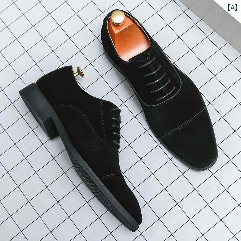 メンズ レザーシューズ スエード ヌバック 革靴 カジュアル ジェントル レースアップ ビジネス オフィス マルチシーン ブリティッシュ