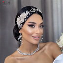 ウェディング ヘッドドレス ヘアアクセサリー 結婚式 花 リボン 合金 レディース ピアス セット ホワイト 撮影 衣装 パフォーマンス エレガント おしゃれ
