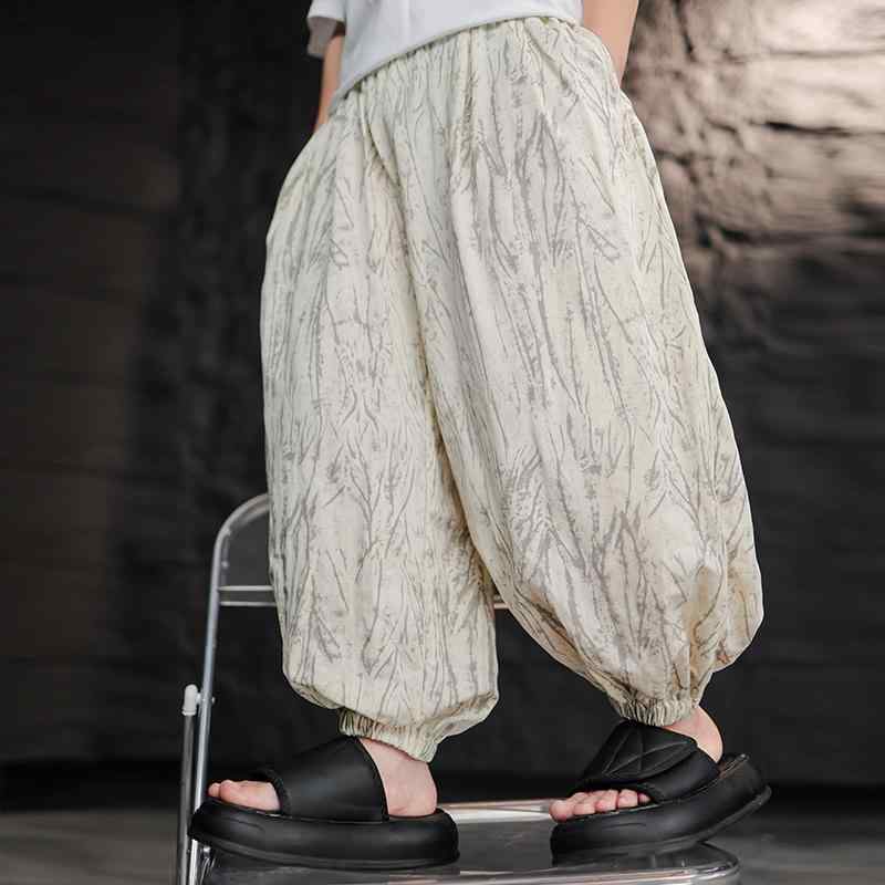 バルーンパンツ キッズ ベビー 男の子 夏 ボトムス 九分丈 裾しぼり ウエストゴム ポケット 薄手 虫よ..