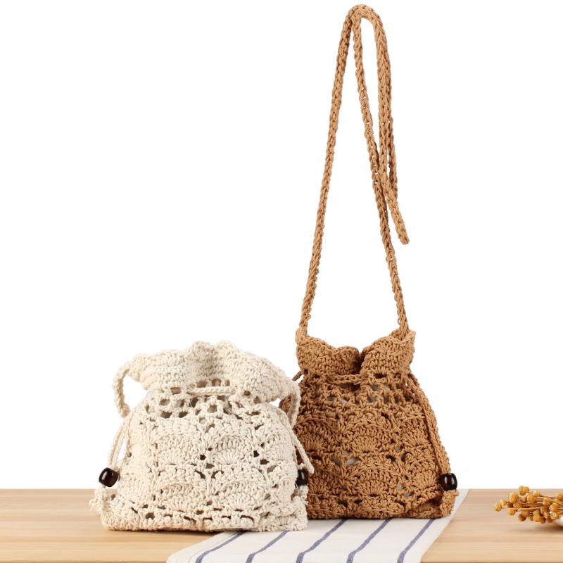 バッグ 女性向け 手編み クロスボディショルダー 縦長の正方形 レトロ カジュアル ナチュラル オリジナル エレガント レジャー 日常使い シンプル