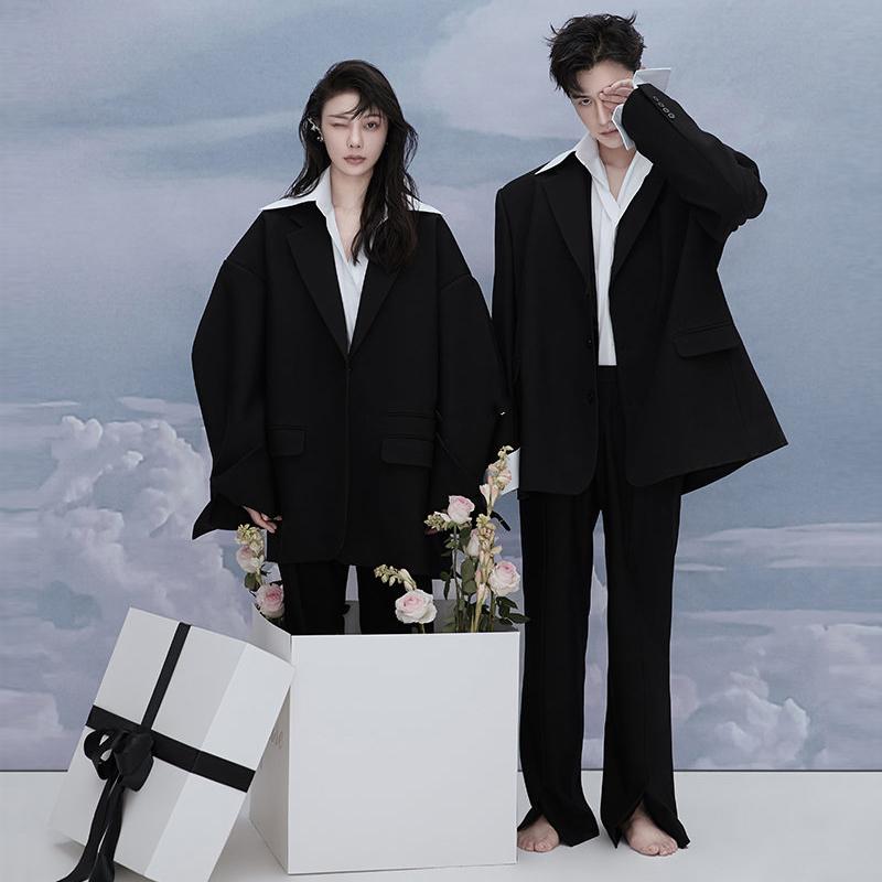 ウェディング ペアルック カップル 結婚式 フォト 写真 スタジオ 上下セット シャツ レディース メンズ トップス ゆったり カジュアル おしゃれ