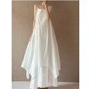 ワンピース キャミソールドレス サマードレス 体型カバー フランス 二層スイング サスペンダードレス ノースリーブ 女性用 夏用 高級感 不規則 おしゃれ エレガント アーバン スタイリッシュ フェミニン