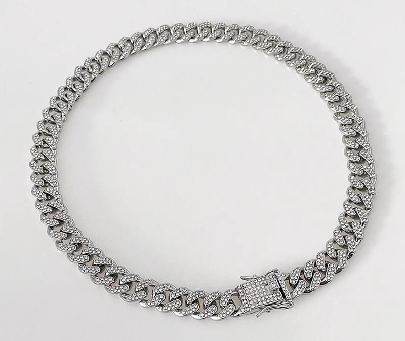 太い チェーン ネックレス 厚い ストーン キューバ ヒップ ホップ メンズ レディース カップル ペア アクセサリー 喜平 かっこいい ダンス ダンサー ブレ...