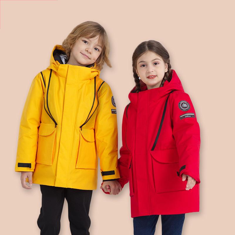 キッズ 厚手 アウトドア ジャケット オレンジ 東北 子供 ダウン ジャケット 男の子 女の子 ダウン ライナー 防寒対策 暖かい