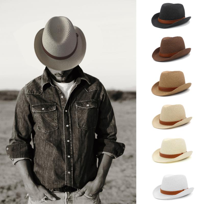 ジャズハット やや大きめ 春夏 男女兼用 麦わら 編み シンプル 帽子 サンハット