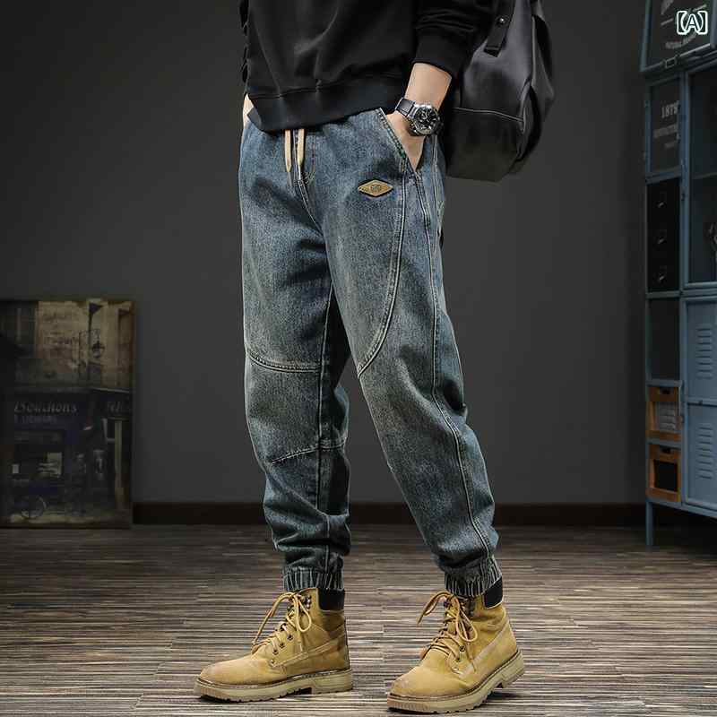 メンズ デニム ロングパンツ 大きいサイズ カジュアル ワイド アメリカン ストリート おしゃれ かっこいい 履きやすい 快適 イベント フェス レジャー アウトドア キャンプ パフォーマンス ワーク 作業着