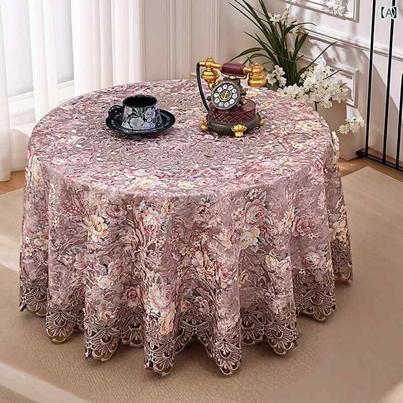 テーブルクロス ラウンドテーブル レース ターンテーブル カバー エレガント コーヒーテーブル ダイニングテーブル チャイナ風
