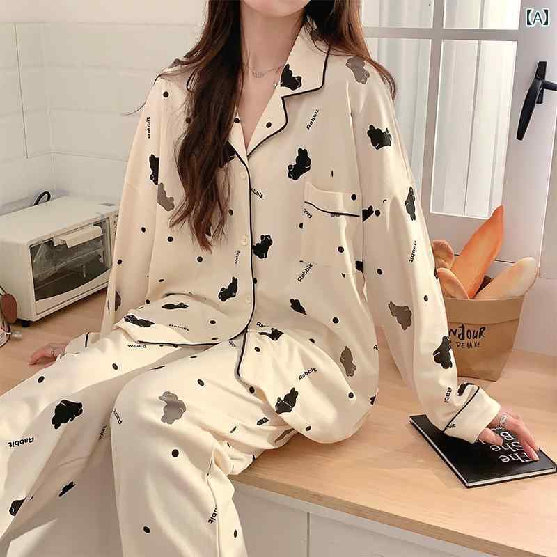 楽天way-ugoルームウェア レディース 部屋着 カップ付き パジャマ 春秋 コットン 長袖 大きいサイズ ウサギ 花 韓国 ベージュ グリーン