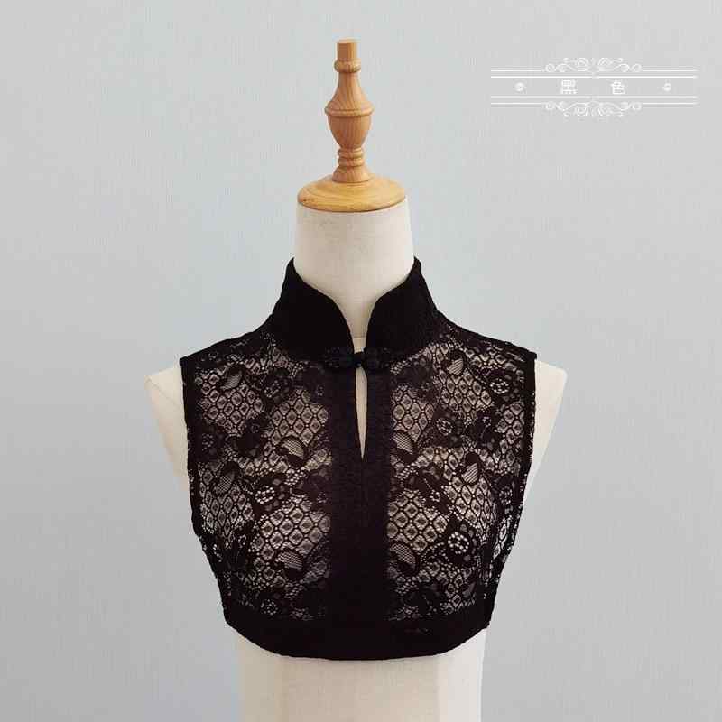 付け襟 立ち レース レディース レイヤード 重ね着風 おしゃれ 春夏 チャイナ フェイクカラー 装飾 ホワイト ブラック(4)