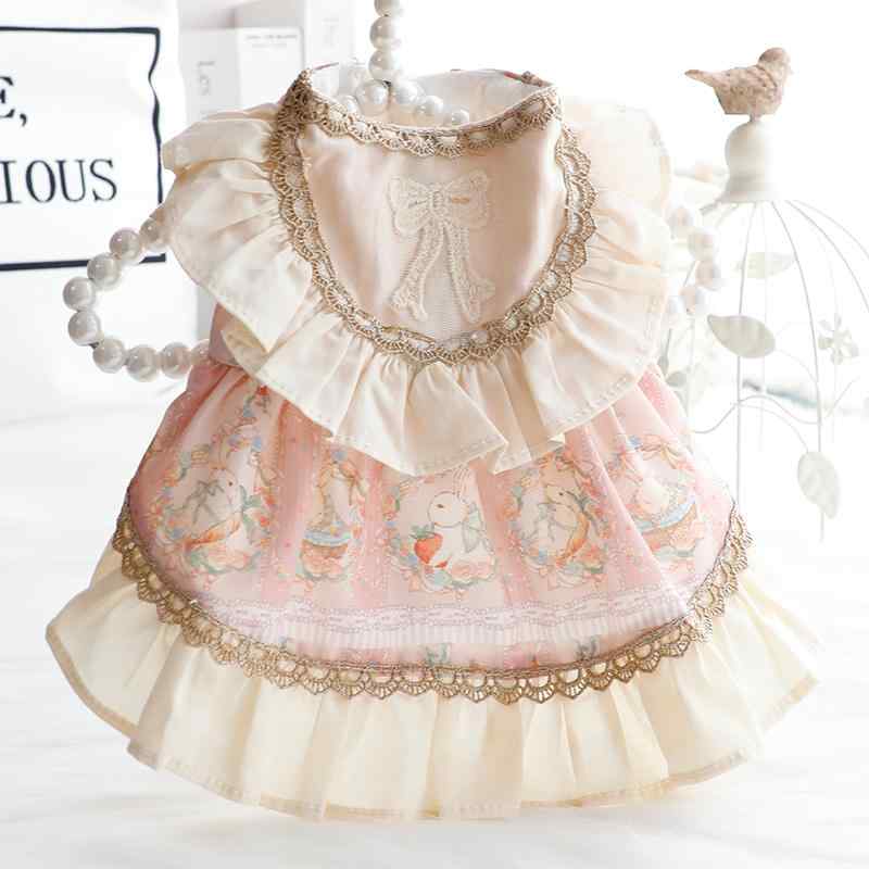 犬服 ペット服 春夏 猫 プリンセス ドレス オートクチュール ロリータ プノンペン ウサギ 小型 犬 テディ ペット ピンク グリーン フリル レース ファッション 衣類