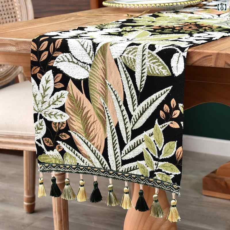 テーブルランナー センタークロス 田園風 テーブル ライト 高級感 テーブルクロス ロング サイドボード カバー グリーンリーフ リビング キャビネット
