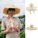 ジャズハット 春夏 女性用 ラフィア 麦わら 帽子 広い 日よけ 帽子 山高 帽 ビーチ 海辺 旅行 エレガント