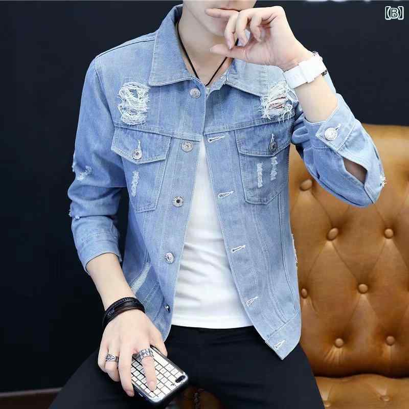 デニムジャケット メンズ トップス 春秋冬 長袖 アウター プリント カジュアル ブラック ブルー ペイズリー