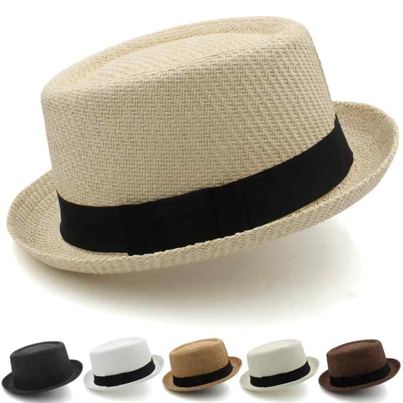 春夏 ユニセックス ストロー ハット 麦わら 帽子 英国 レトロ カジュアル メンズ レディース ロールエ..