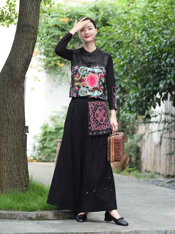レディースズボン パンツ ロング チャイナ エスニック スリム フィット 長い 刺繡 中国風 レトロ 漢服 かわいい 婦人服 清楚 春夏秋 女性