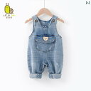 デニム オーバーオール ベビー キッズ サロペット 子供服 赤ちゃん 春秋 男の子 女の子 ジャンプスーツ クマ かわいい カジュアル ボタン ブルー
